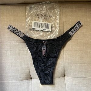 Victoria's Secret Black Rhinestone Brazillian panty